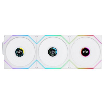 Lian Li TL120 Uni Fan Wireless LCD ARGB PWM 120mm White 3 Pack