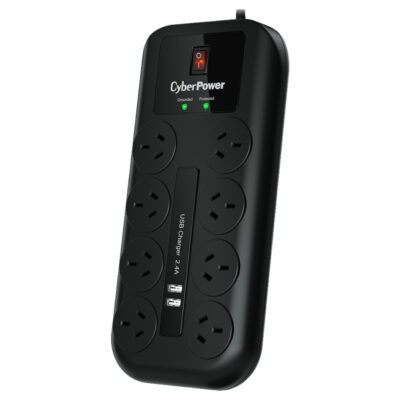 CyberPower 8 Outlet Surge Protected Power Board with 2 USB