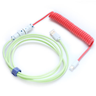Ducky Premicord Custom Coiled USB Cable Strawberry Frog