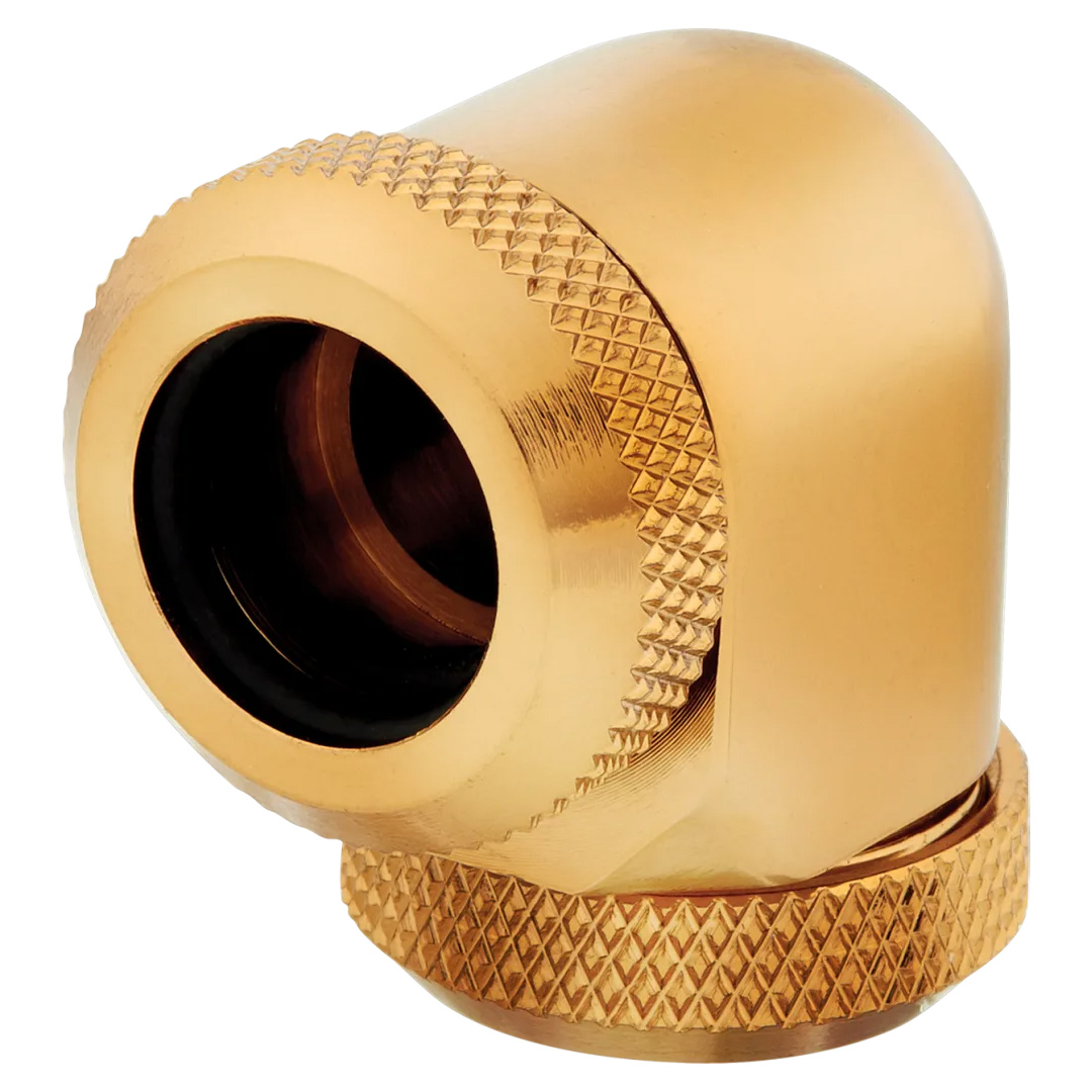 Corsair Hydro X Series XF HL 14mm OD 90 Deg Fittings Gold 2 Pk