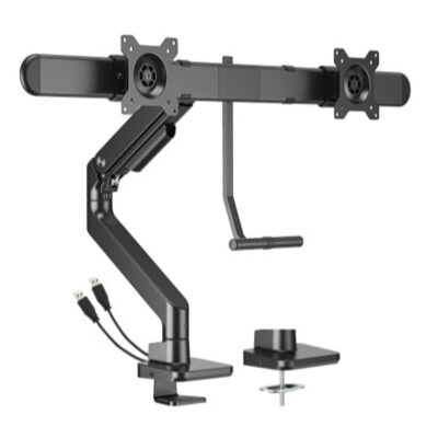 Brateck Noteworthy Gas Spring Dual Monitor Arm with USB Ports