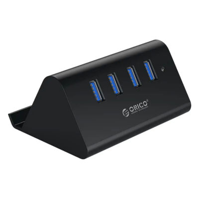 Orico 4 Port USB 3.0 Hub with Phone & Tablet Stander – Black
