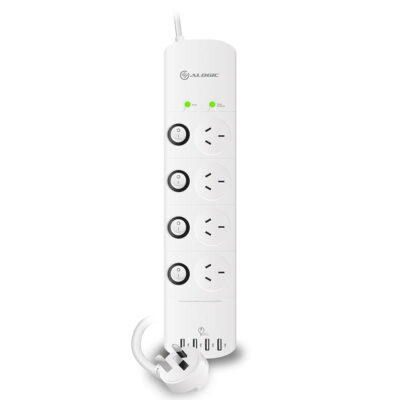 Alogic Surge Overload Protected Power Board 4 Outlet with USB