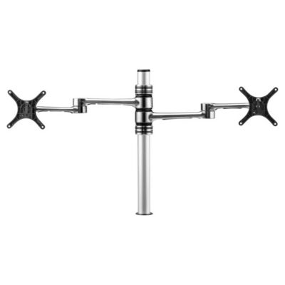 Atdec Dual Monitor Mount Independant Swing Arms on Post Silver