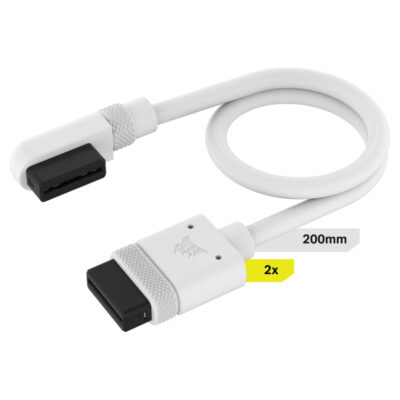 Corsair iCUE Link Cable 200mm Straight/Slim 90 deg White (2 pk)