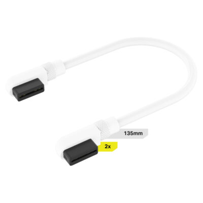 Corsair iCUE Link Cable 135mm Slim 90 deg Connector White (2 pk)