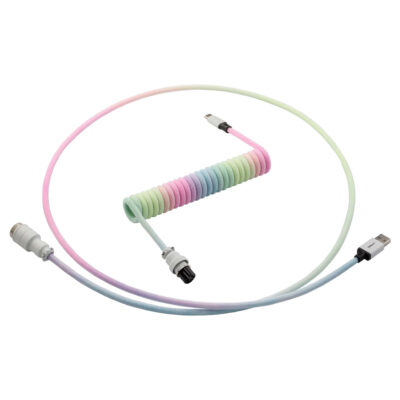 CableMod Pro Coiled Keyboard Cable Pastel Rainbow