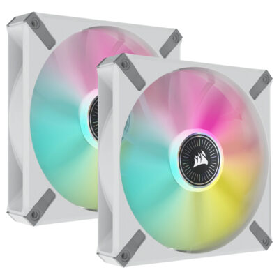 Corsair iCUE ML140 RGB Elite 140mm PWM Mag-Lev Fan White 2 Pack