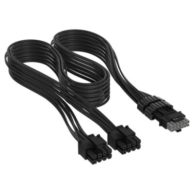 Corsair Premium Individually Sleeved 2x 8-Pin To PCIe 12V-2×6 600W Cable Type 4 Black