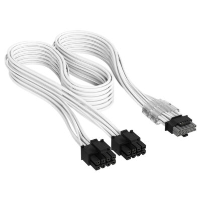 Corsair Premium Individually Sleeved 2x 8-Pin To PCIe 12V-2×6 600W Cable Type 4 White