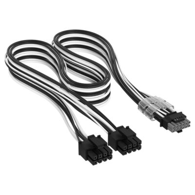 Corsair Elite Premium Individually Sleeved 2x 8-Pin To 12V-2×6 600W Cable Type 4 Black/White