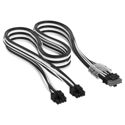 Corsair Elite Premium Individually Sleeved 2x 8-Pin To 12V-2×6 600W Cable Type-5 Black/White