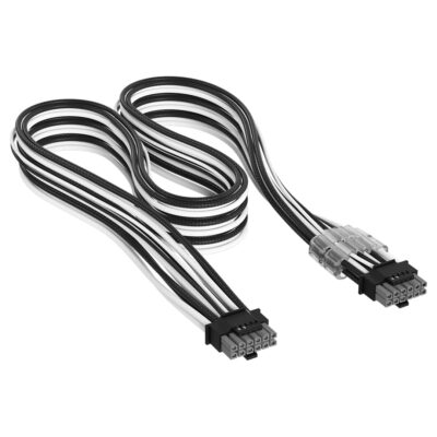 Corsair Elite Premium Individually Sleeved 12V-2×6 To 12V-2×6 600W Cable Black/White