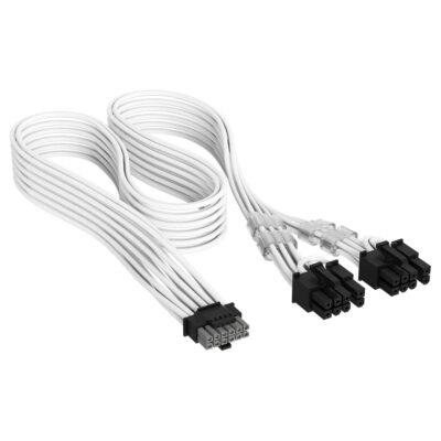 Corsair Premium Individually Sleeved PCIe 12V-2×6 To 2x 8-Pin (6+2 Split) PCIe Cable White