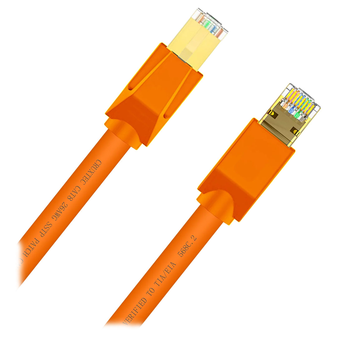 Cruxtec CAT8 Triple Shielding Ethernet Cable Orange 50cm