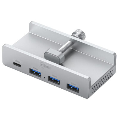 Cruxtec 4-Port Clamp-Mounted USB 3.0 Hub with Type-C Power Port