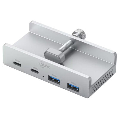 Cruxtec 4-Port Clamp-Mounted USB 3.1 Gen2 Hub with Type-C Power Port