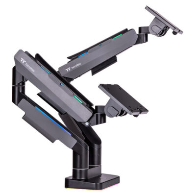Thermaltake Dual RGB Gas Spring Monitor Arm Dark Grey
