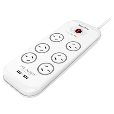 Huntkey 6 Outlet Surge Protected Powerboard with 2x USB Ports