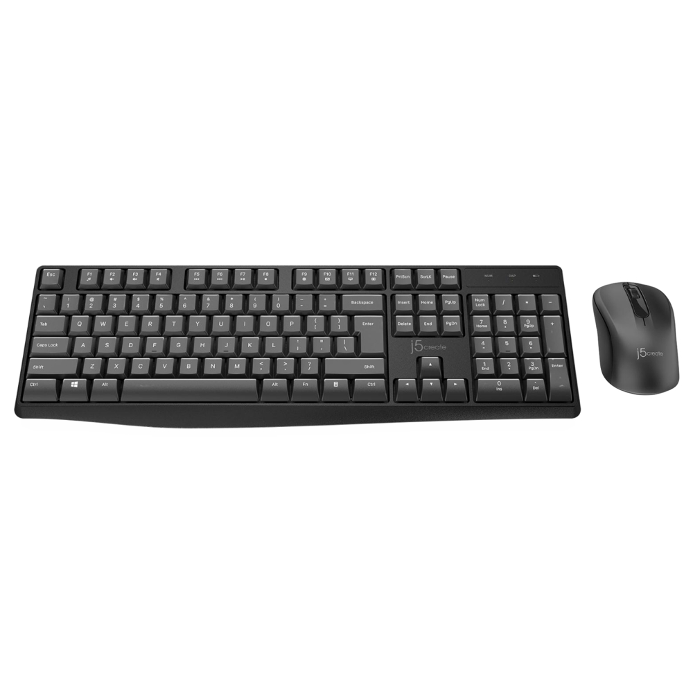 j5create Full Size Wireless Desktop Keyboard and Mouse Combo Black
