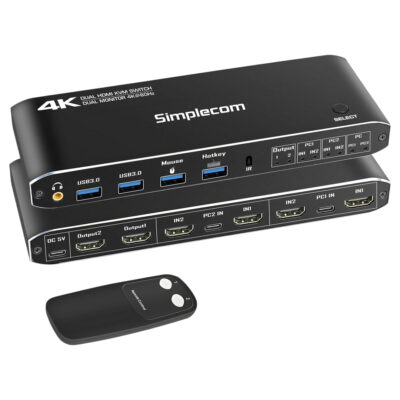 Simplecom KM430 Dual HDMI Monitor KVM Switch