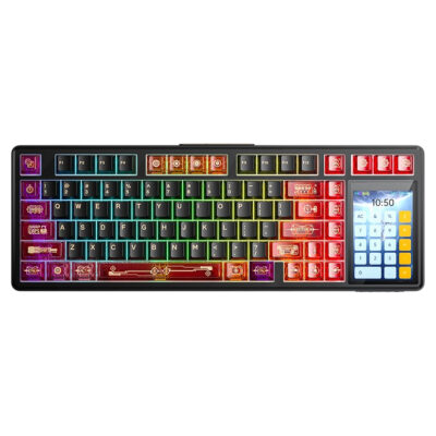 Aula L99 Tri-mode Mechanical Keyboard Caramel Latte Switch Black and Red