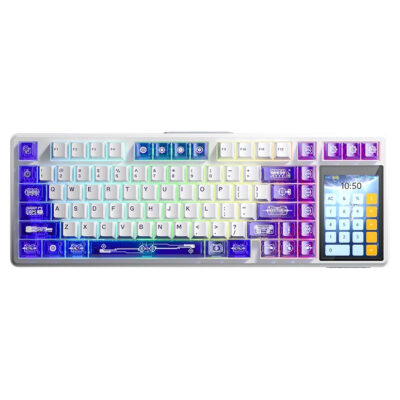 Aula L99 Tri-mode Mechanical Keyboard Caramel Latte Switch White and Purple