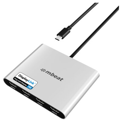 mbeat USB-C Quad 4K HDMI DisplayLink Adapter with 90W PD
