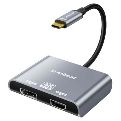 mbeat Tough Link USB-C to DP&HDMI Dual 4K/60Hz MST Adapter Space Grey