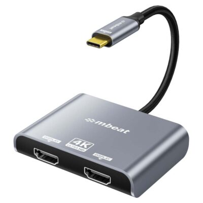 mbeat Tough Link USB-C to Dual 4K/60Hz HDMI MST Adapter Space Grey