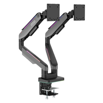 MSI MPG MT201DRG RGB Spring Assisted Dual Monitor Arm Black Grey