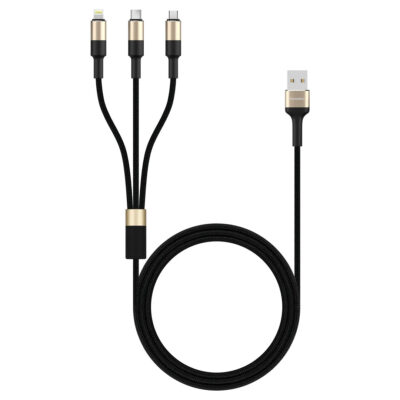 RockRose Acacia Max 1m 3-In-1 Nylon Braided Charge-Only Cable