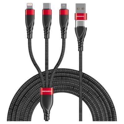 Rockrose Hercules Movefree 3A Max 5-In-1 Fast Charging Cable USB-A & USB-C Dual Connectors
