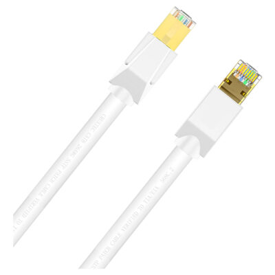 Cruxtec CAT8 40GbE S/STP Triple Shielding PoE Cable White 0.5m