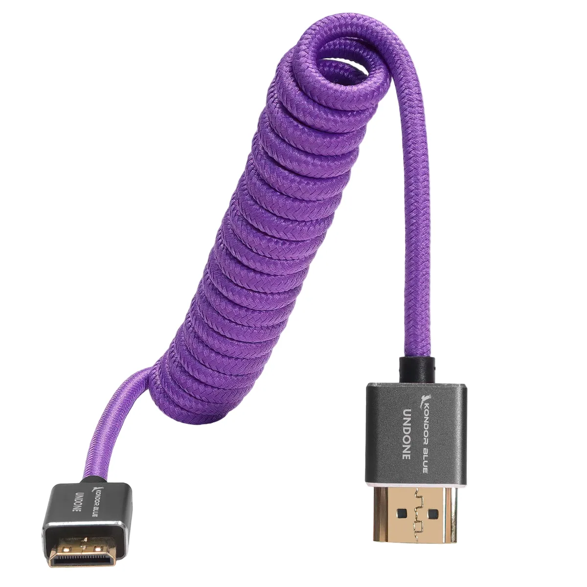 Kondor Blue Gerald Undone MK2 Mini HDMI to Full HDMI Cable 30-60cm (12″-24″) Coiled (Purple)