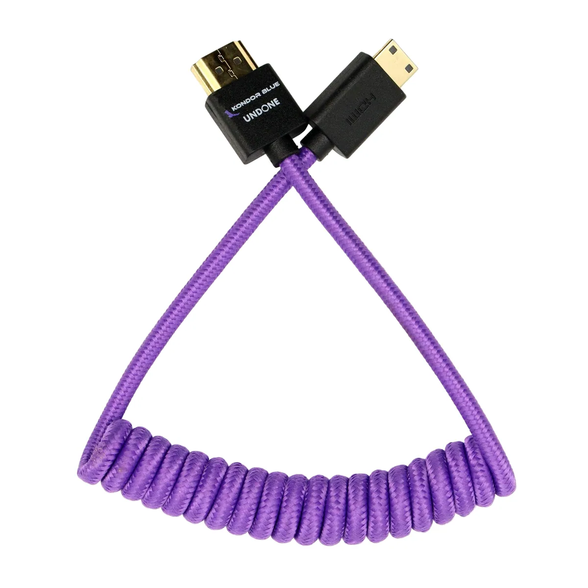 Kondor Blue Gerald Undone MK2 Mini HDMI to Full HDMI Cable 30-60cm (12″-24″) Coiled (Purple)