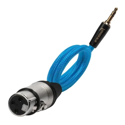 Kondor Blue 16″ Female XLR to 3.5mm Male Mini TRS Blue Braided