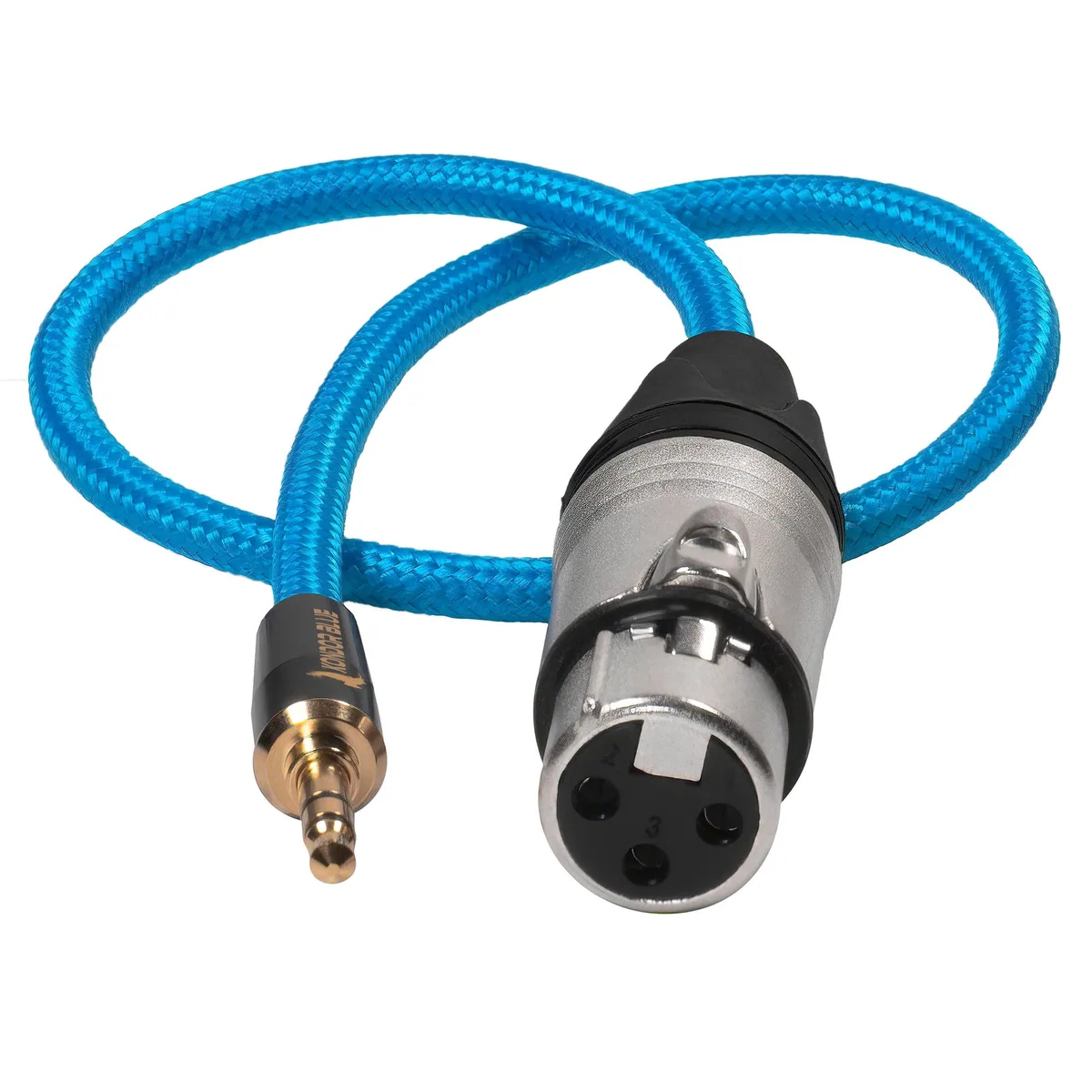 Kondor Blue 16″ Female XLR to 3.5mm Male Mini TRS Blue Braided