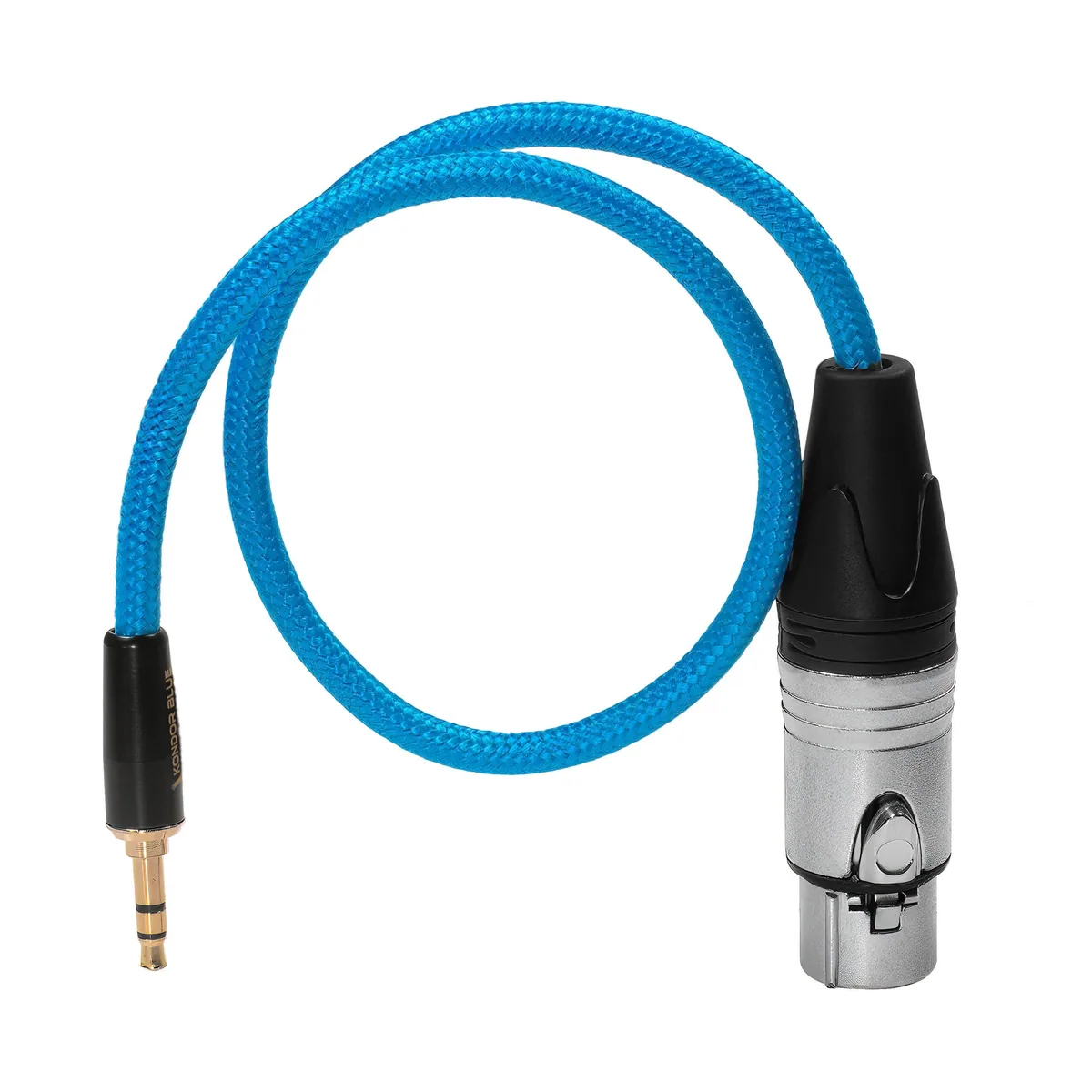 Kondor Blue 16″ Female XLR to 3.5mm Male Mini TRS Blue Braided