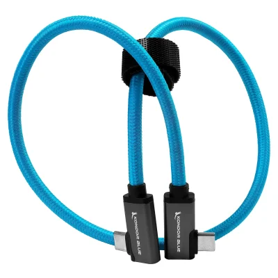 Kondor Blue Dual Right-Angle USB-C Cable (45cm)