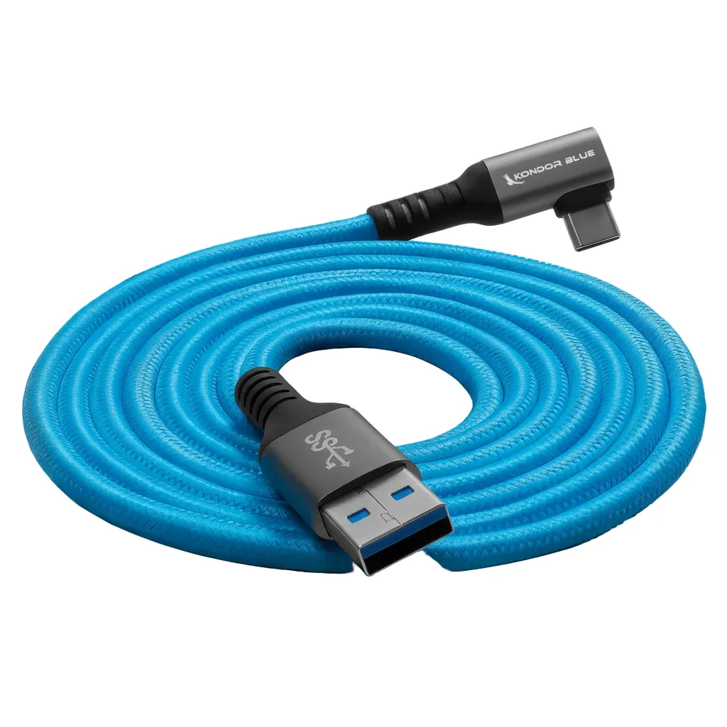 Kondor Blue USB-A to USB-C 3.0 Right Angle Cable (3m)