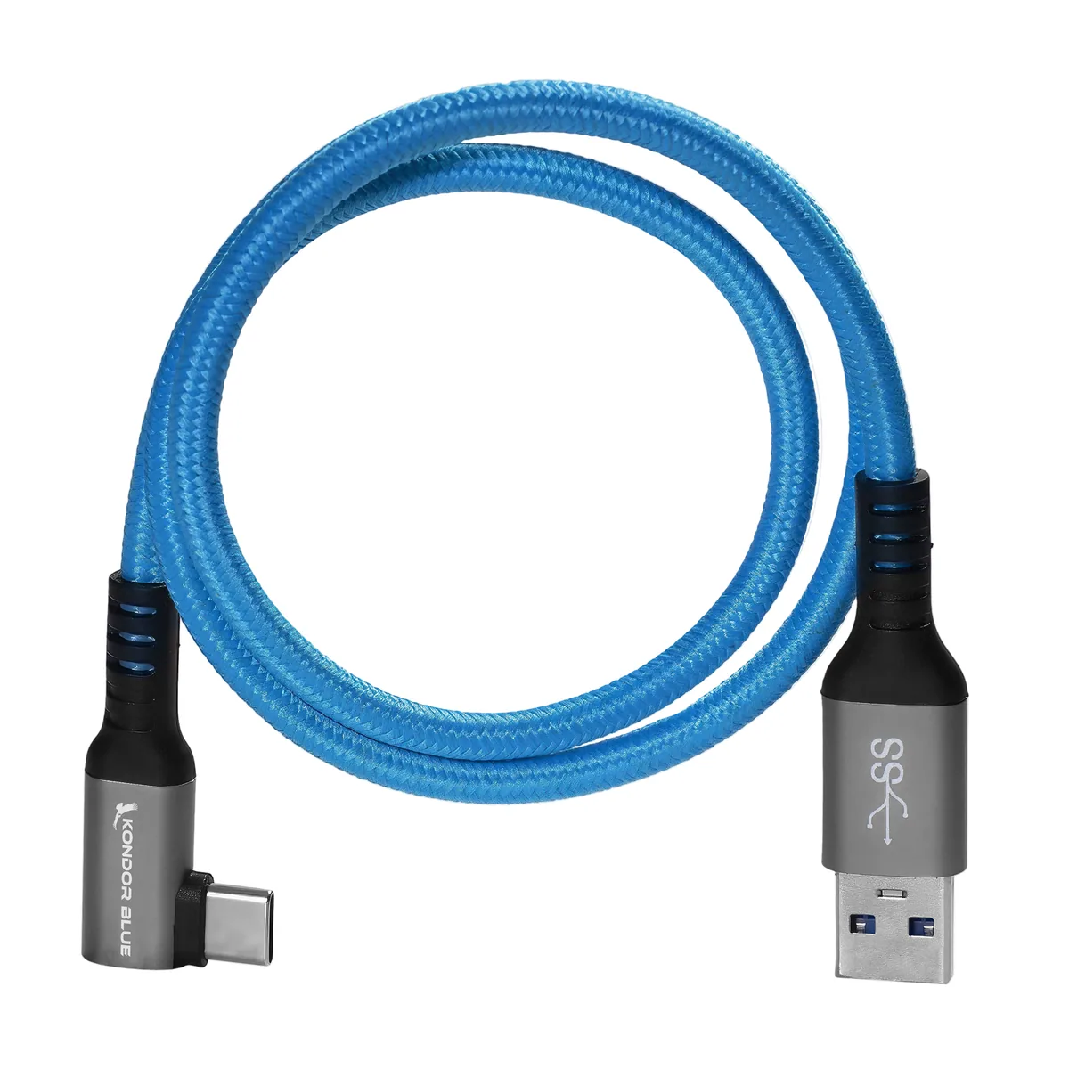 Kondor Blue USB-A to USB-C 3.0 Right Angle Cable (3m)