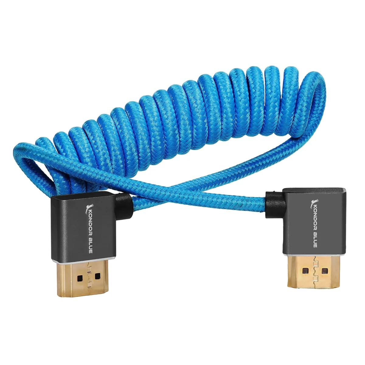 Kondor Blue Coiled Right-Angle High-Speed HDMI Cable (Kondor Blue, 30 to 60cm)