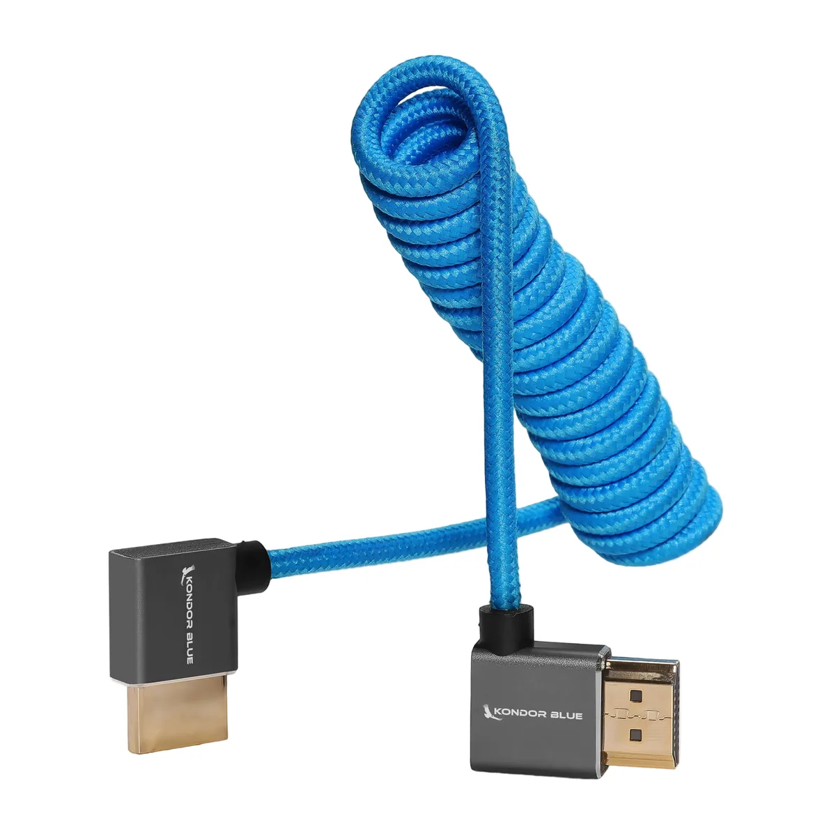 Kondor Blue Coiled Right-Angle High-Speed HDMI Cable (Kondor Blue, 30 to 60cm)