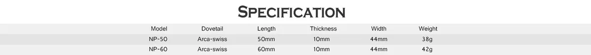 Leofoto NP-50 50mm Arca Swiss Plate