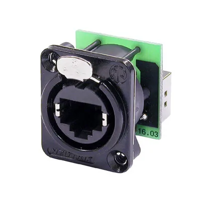 Neutrik D-Type NU-NE8FDP-B Receptacle Rear RJ-45 Feed-Thru Socket (Black)