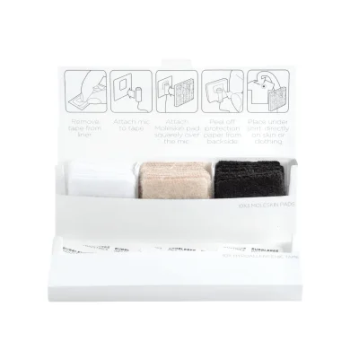 Bubblebee Industries Moleskin Invisible Lavalier Microphone Covers (10 Black / 10 Beige / 10 White)