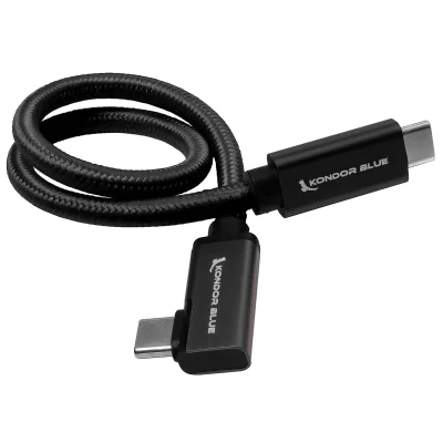 Kondor Blue Right-Angle USB-C 3.1 Gen 2 Cable (30cm, Raven Black)
