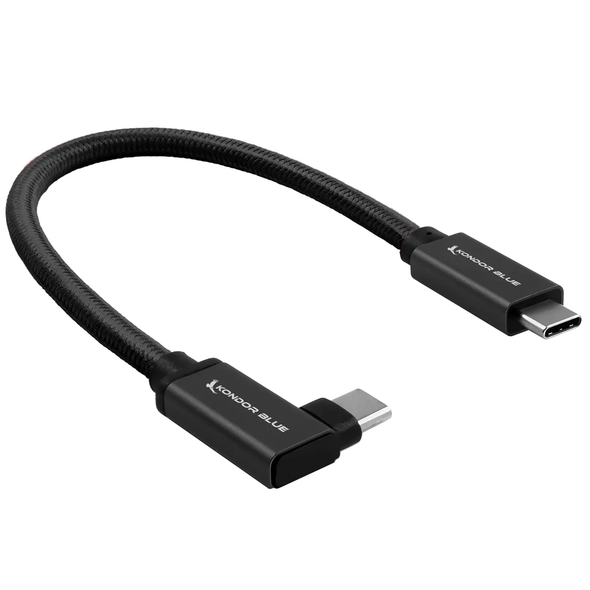 Kondor Blue Right-Angle USB-C 3.1 Gen 2 Cable (20cm, Raven Black)