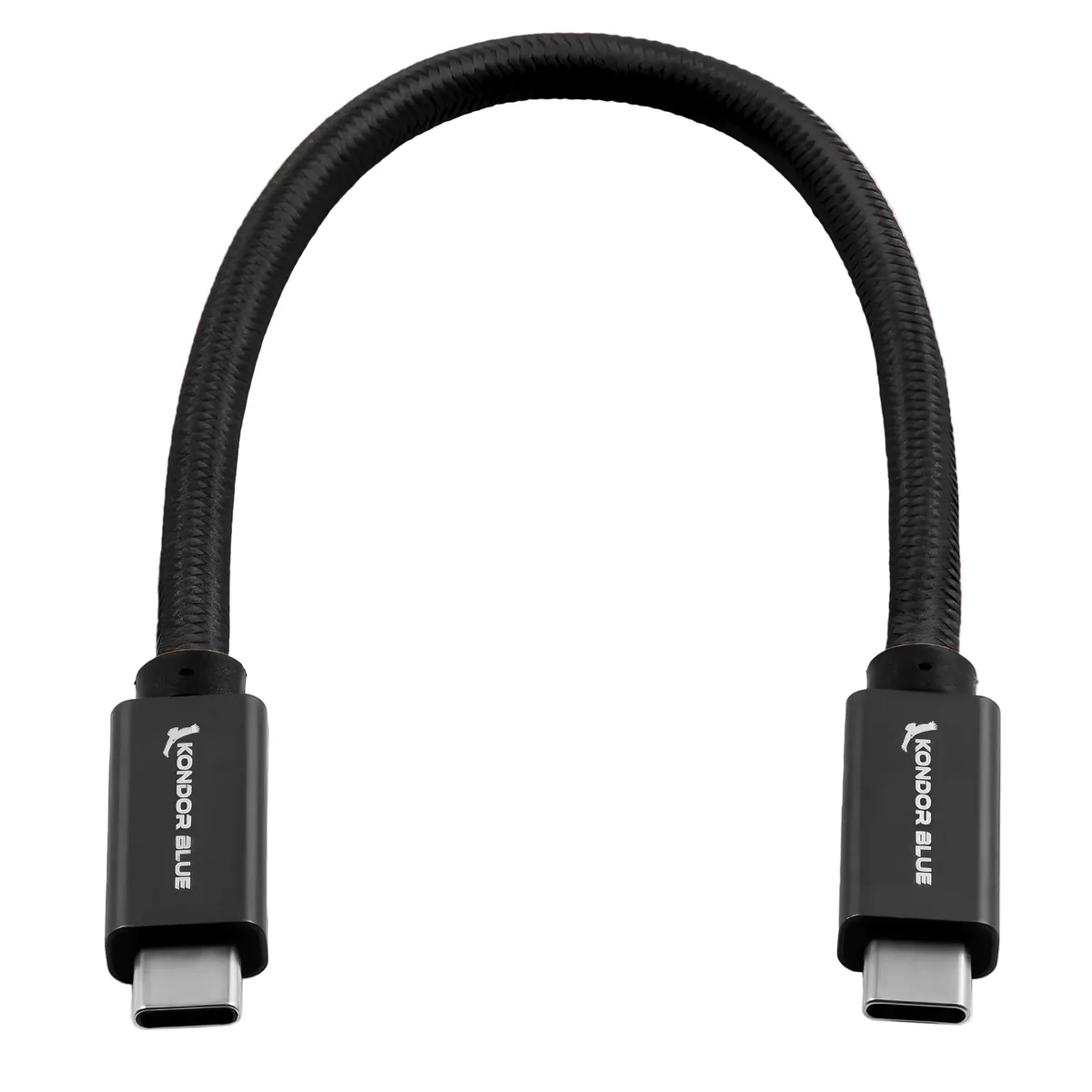 Kondor Blue Right-Angle USB-C 3.1 Gen 2 Cable (20cm, Raven Black)